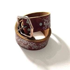 Lucky Brand Brown Leather Embroidered Floral Boho Belt Blue Silver Small Lucky Brand | Accessories | Lucky Brand Leatherbelt Womens M  main image 4